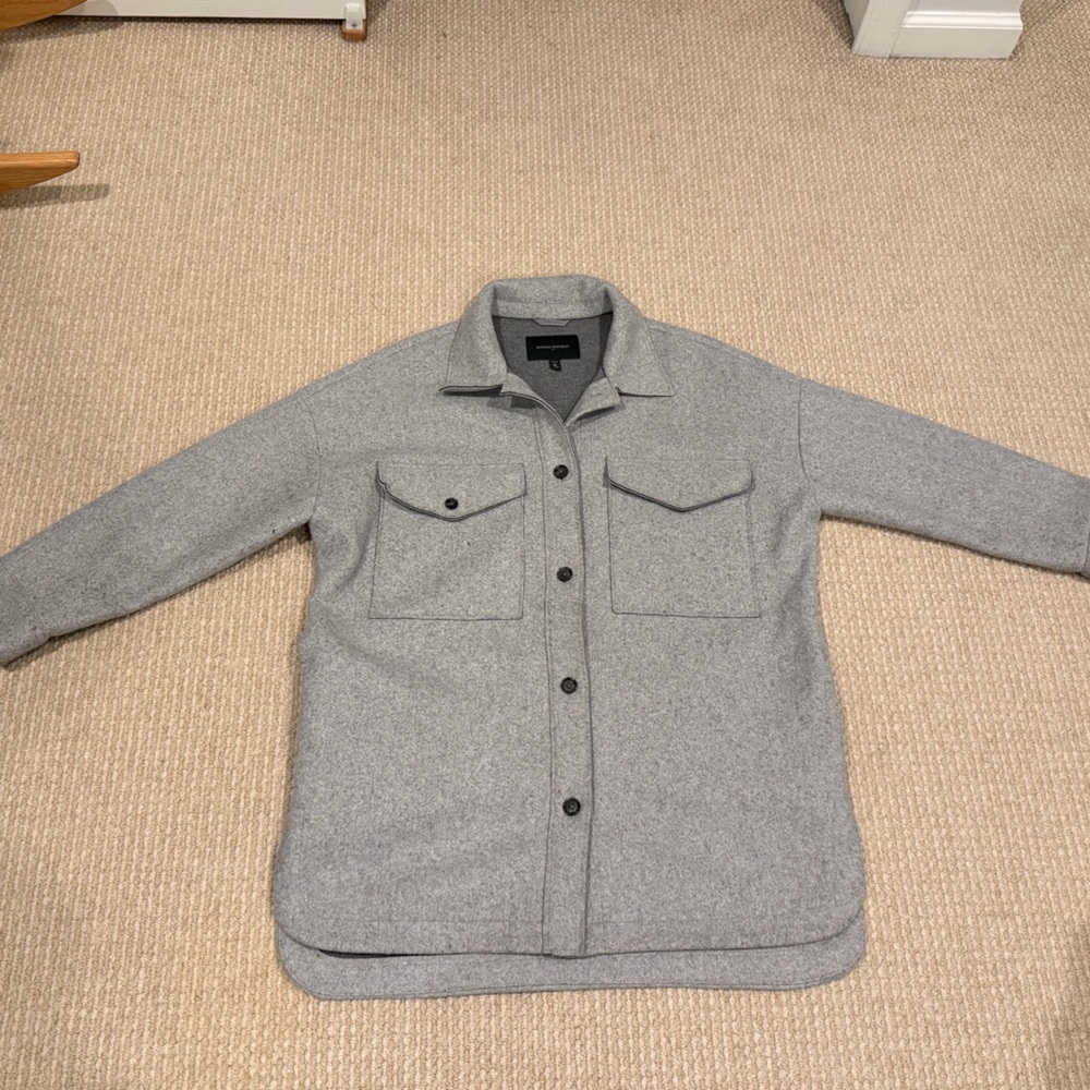 Banana Republic Oversized Wool-blend Light Gray Shirt Jacket